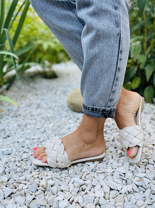 YES MILE Шльопанці жіночі, штучна шкіра, на плоскій підошві бежеві літні YES MILE SS-101 р. 36- Коломия - фото 5