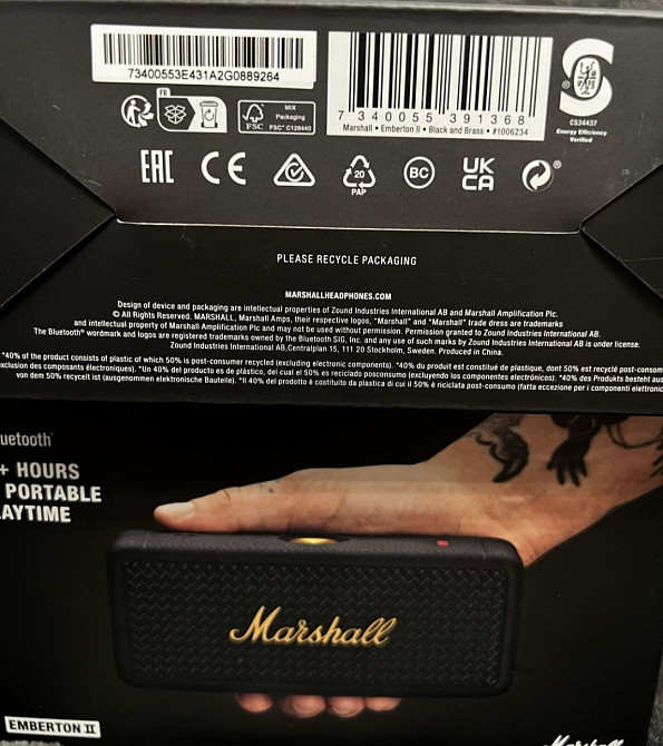 Портативная Колонка Marshall Emberton II Black and Brass. Киев - изображение 2