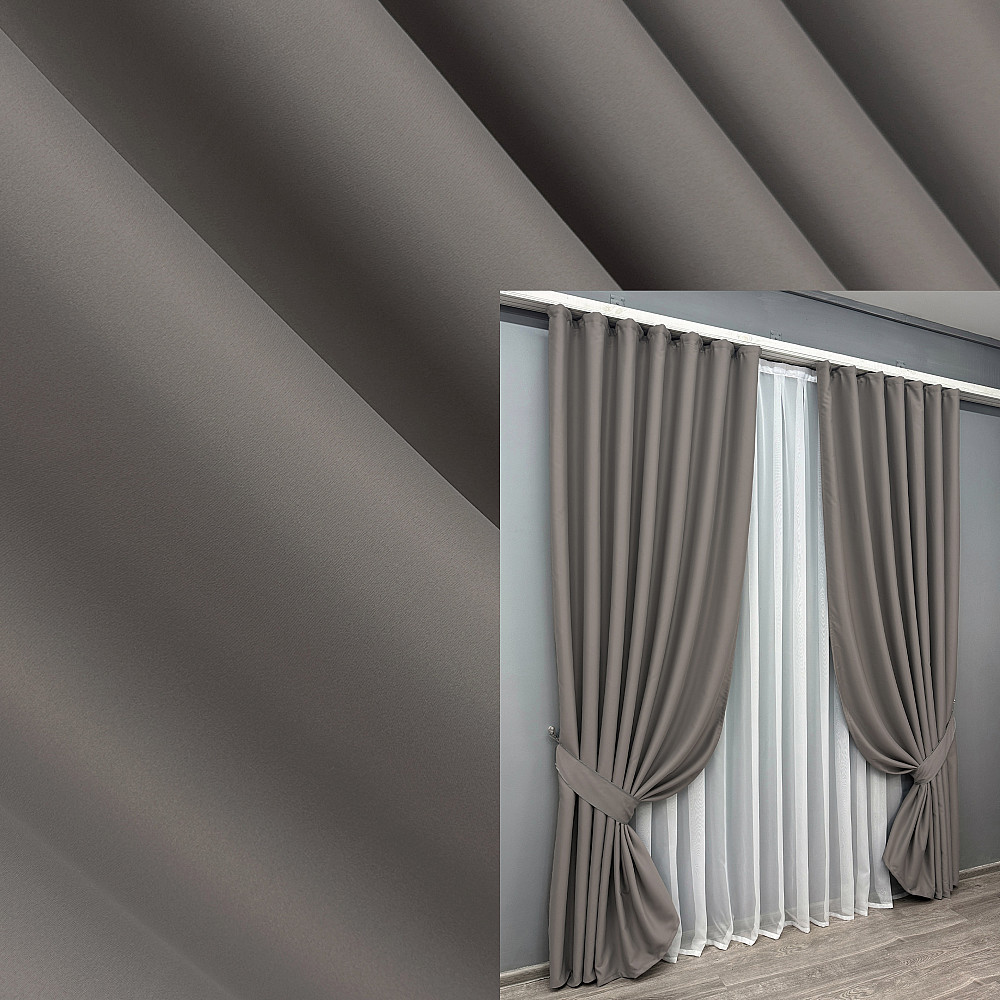Комплект готових штор VR-Textil Блекаут Midnight № 1228ш Сірий 150х270 см 2 шт (33-1300) Київ - фото 1