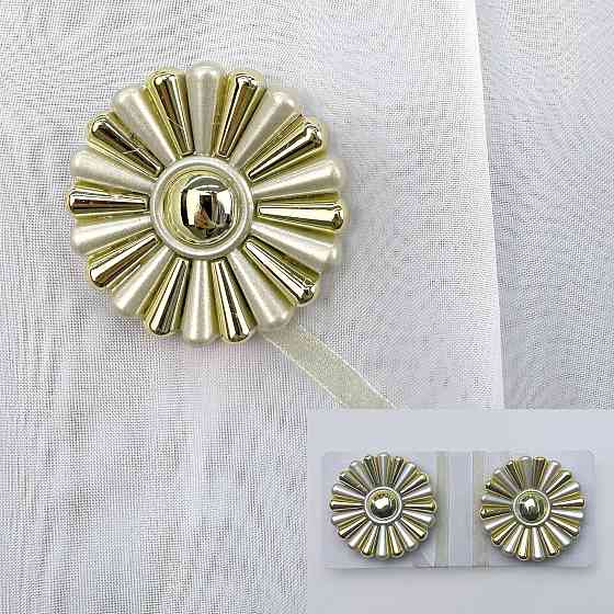 Магніти для штор і гардин Хризантема набір 2 шт Сірий з золотистим (81-302) Київ