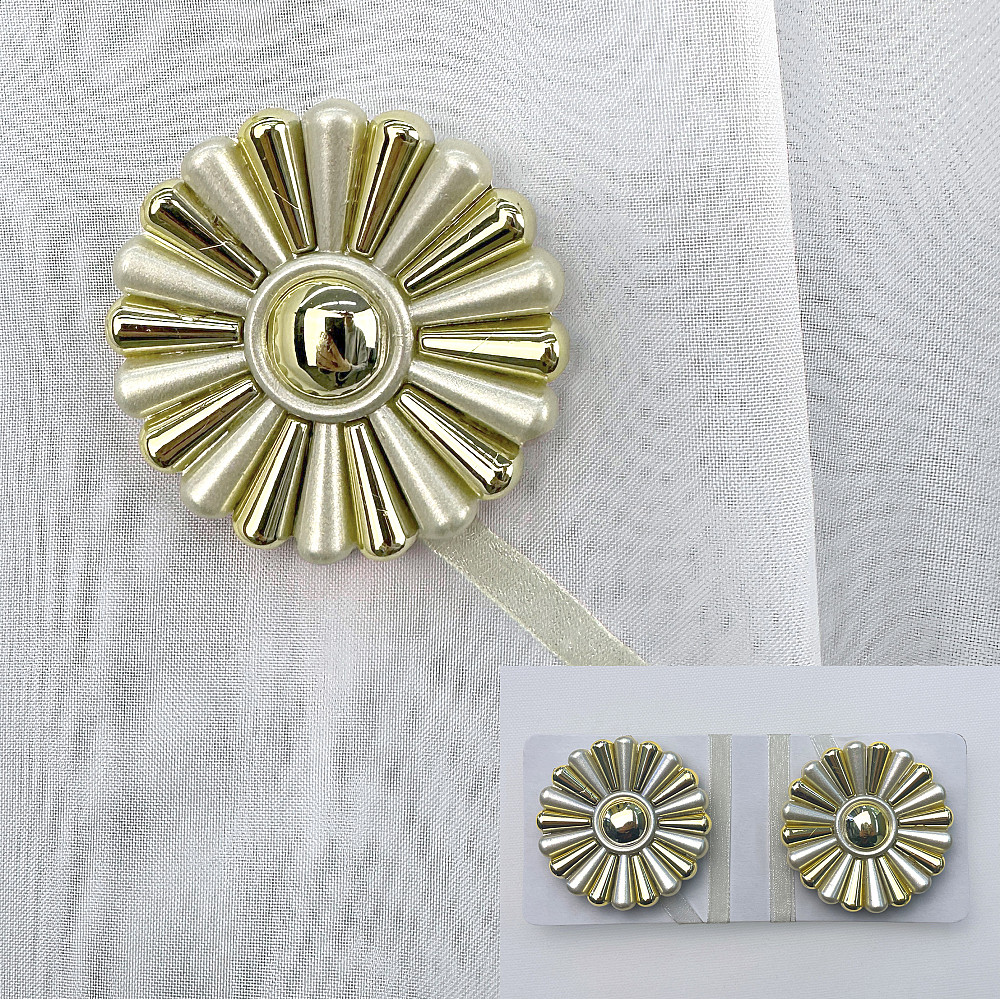 Магниты для штор и гардин Хризантема набор 2 шт Серый с золотистым (81-302) Киев - изображение 1