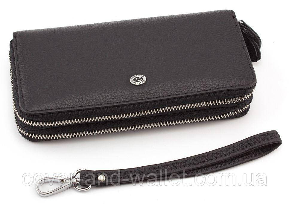 Мужской кожаный кошелёк клатч на две молнии черного цвета ST 127 Киев - изображение 3
