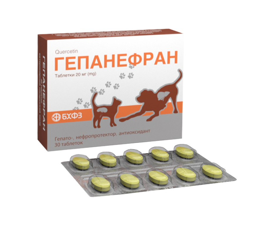 Гепанефран №30 таблетки гепатопротектор для кошек и собак, БХФЗ Винница - изображение 1