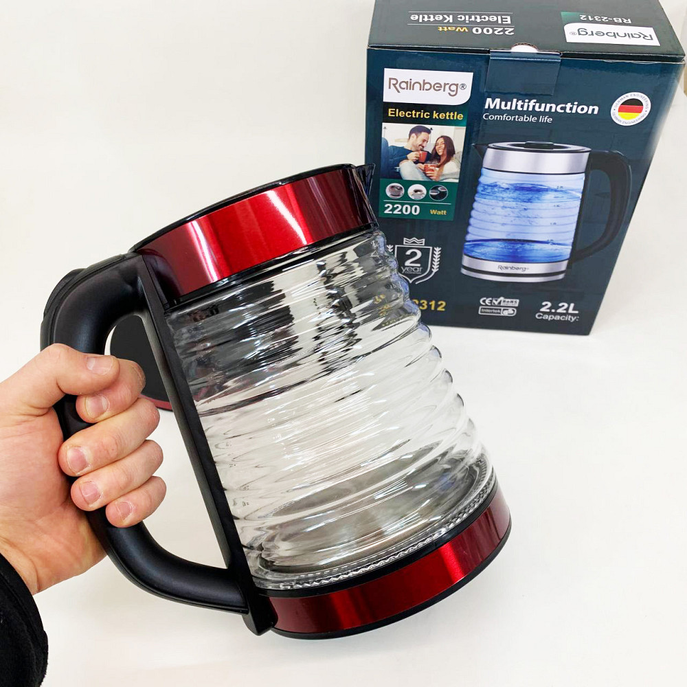 Електрочайник з підсвічуванням надійний Rainberg RB-2312 2.2л 2200Вт, Електрочайник фірмовий PC-44 Івано-Франківськ - фото 3