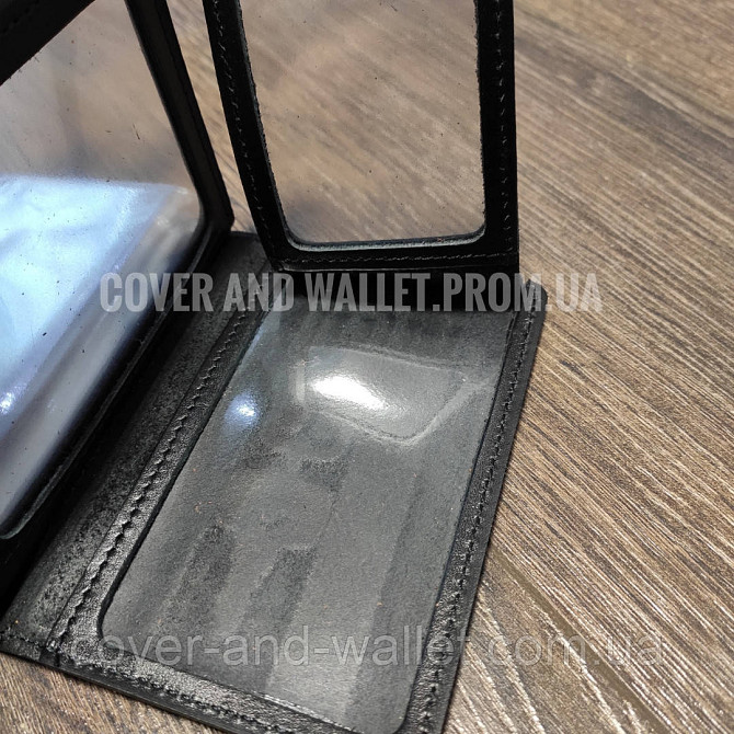Універсальна шкіряна обкладинка для авто документів чорного кольору PS Leather Київ - фото 8