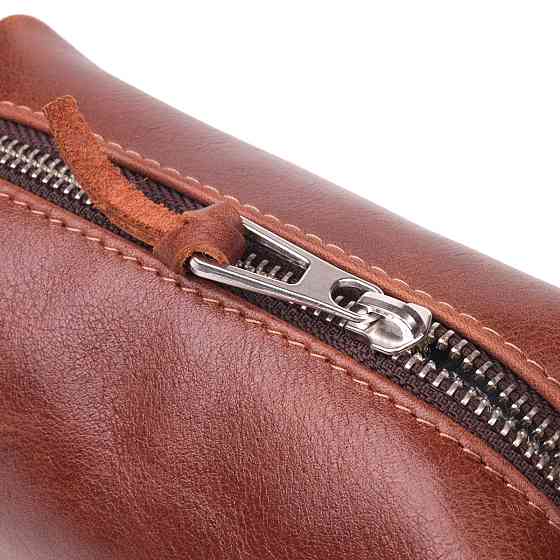 Косметичка невеликого розміру з гладкої шкіри на блискавці Серце GRANDE PELLE 16762 Світло-коричнева Київ