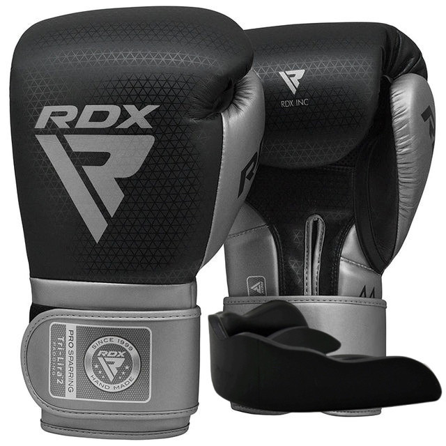 Боксерські рукавиці RDX MARK PRO SPARRING TRI LIRA 2 SILVER-12 унцій (капа в комплекті) Кам'янське - фото 1