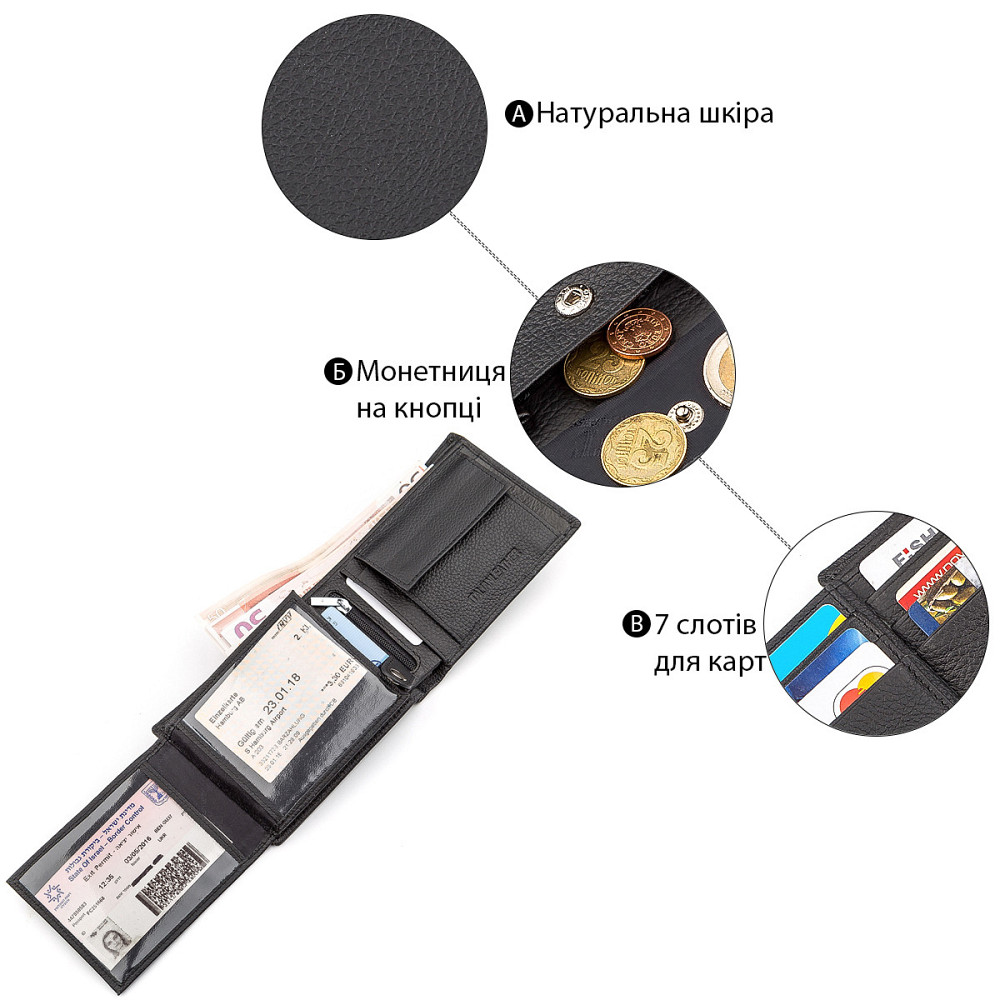 Мужской кошелек ST Leather 18327 (ST108) из натуральной кожи Черный Киев - изображение 5