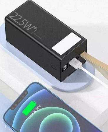 Внешний аккумулятор Повербанк 50000 mAh WUW Y500 22.5W с фонариком (Black&White) Винница - изображение 4