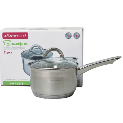 Ковш нержавіюча сталь 2л з кришкою 4227S KAMILLE Житомир