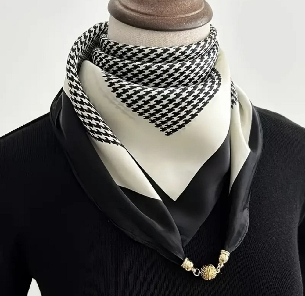 Шарф жіночий з магнітною застібкою Чорно-білий Сміла - фото 2