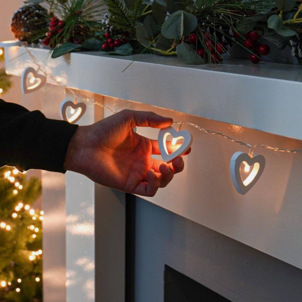 Гирлянда на батарейках деревянные сердечки Niki Light 20лед 3м тепло белый (Батарейки в комплекте) Киев - изображение 8