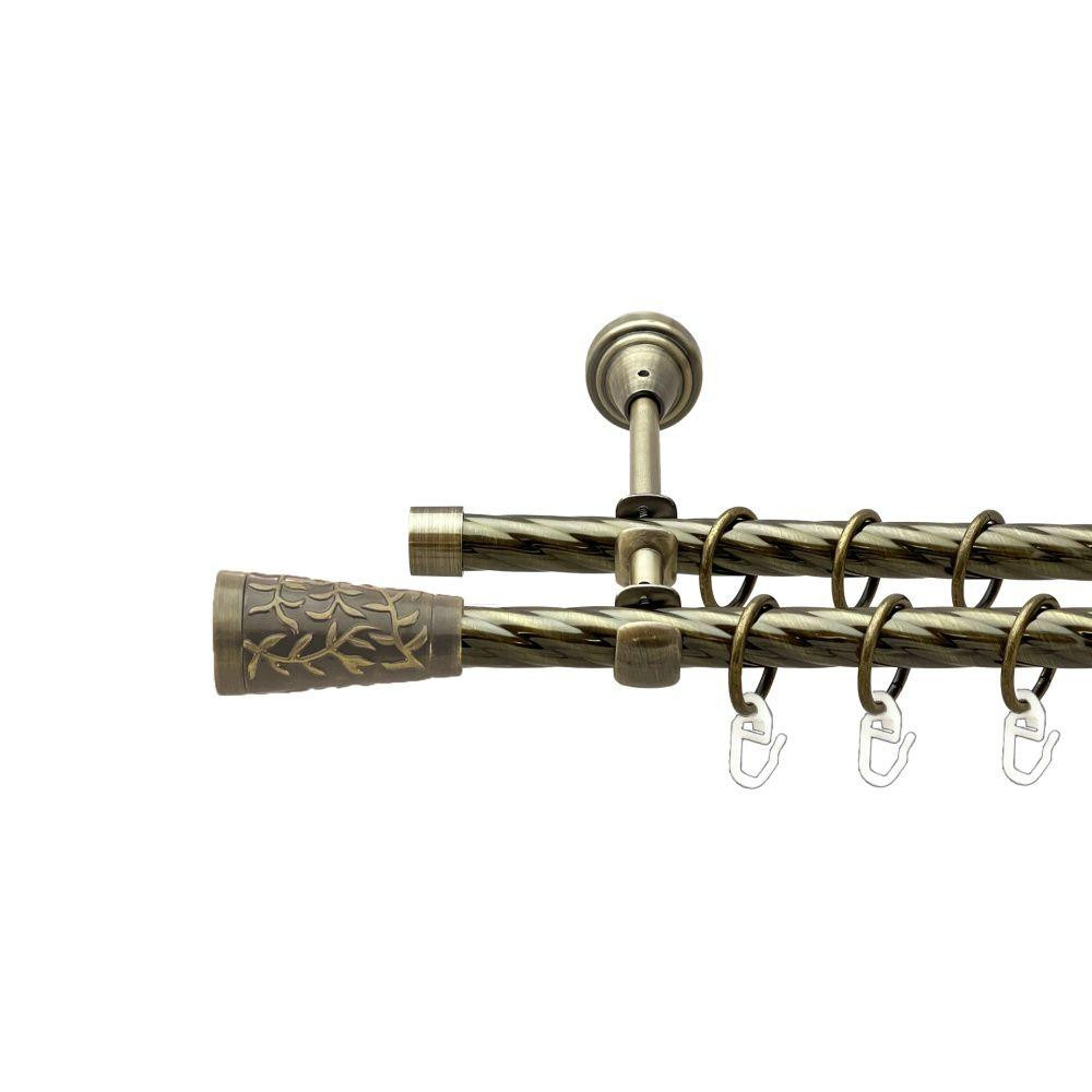 Карниз Orvit Севілія металевий дворядний відкритий скручена труба кільце металеве Антик 16\16 мм 240 см Львов - изображение 1