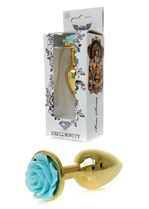 Анальная пробка Plug-Jewellery Gold PLUG ROSE- Light Blue Sex Aura Киев - изображение 1