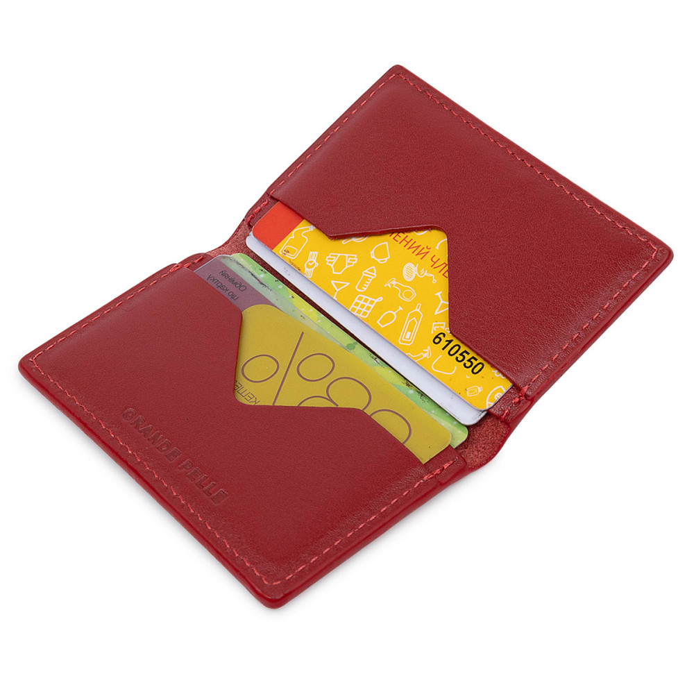 Шкіряна жіноча візитниця GRANDE PELLE 11532 Червоний Київ - фото 5