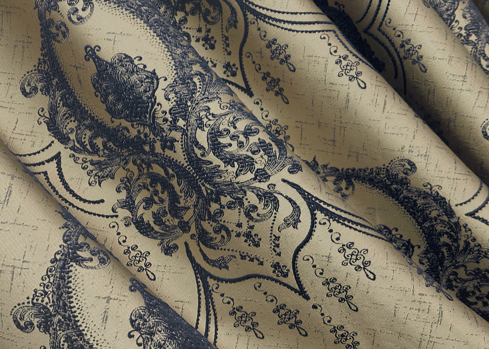 Комплект готовых штор VR-Textil Парча № 1776ш Бежевый с синим 155х290 см 2 шт (33-0737) Киев - изображение 6