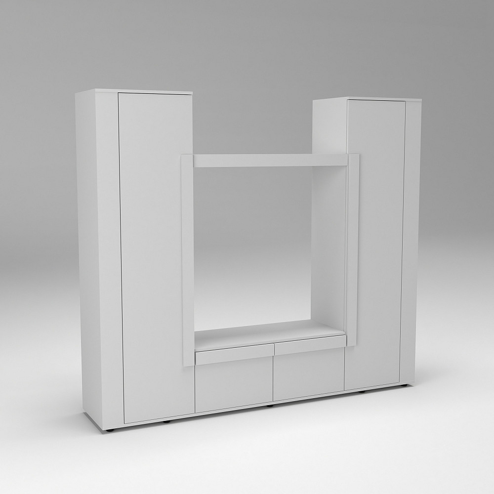 Стенка в гостиную под ТВ Эхо-4, Белый, 2080х420х1850 Львов - изображение 1