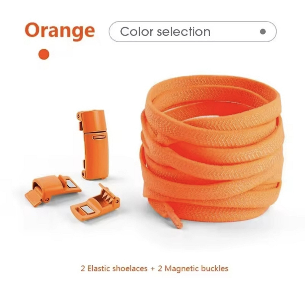 Еластичні шнурки без зав'язок з магнітними застібками в один колір Рудий Смела - изображение 1