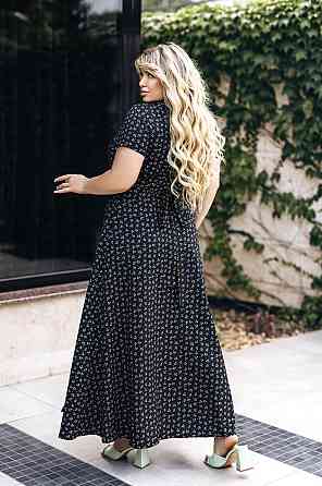Довга літня сукня у квітковий принт "Bestie" | Батал Чорний, 50 Київ