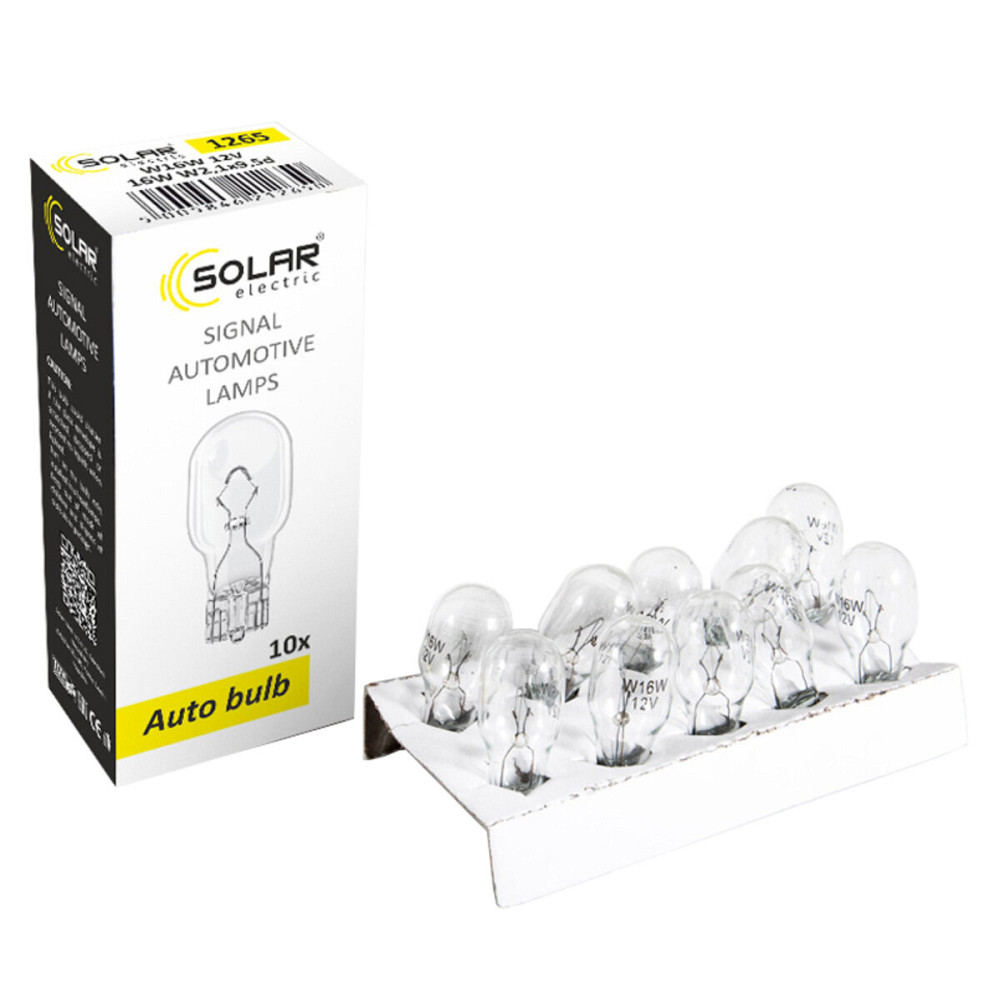 Лампа розжарювання Solar W16W 12V W2,1x9,5d, 10шт Київ - фото 1