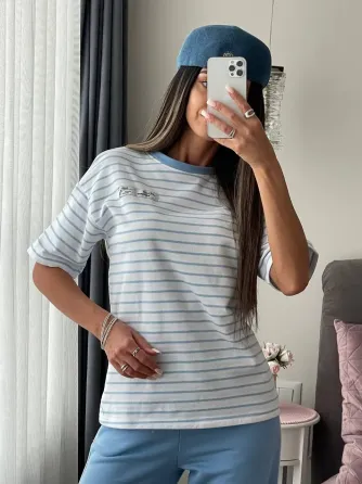 Женский хлопковый комплект (футболка + брюки) повседневная комфортная базовая одежда Одесса