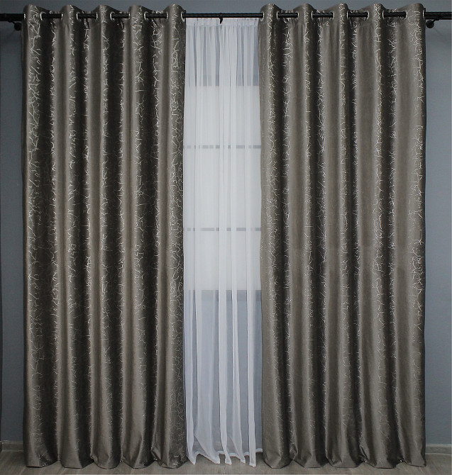 Комплект штор на люверсах VR-Textil Оксамит (бархат) Афіна № 1316ш Какао 150х270 см 2 шт (37-0084) Київ - фото 2