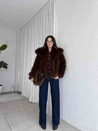Женская стильная короткая шуба с большим воротником искусственный мех Шоколад, 44 Одесса