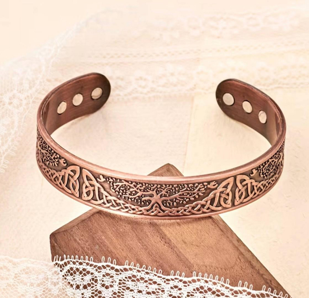 Магнітний браслет і кільце Дерево життя, набір 2 шт, вінтажний браслет цинковий сплав Київ - фото 2