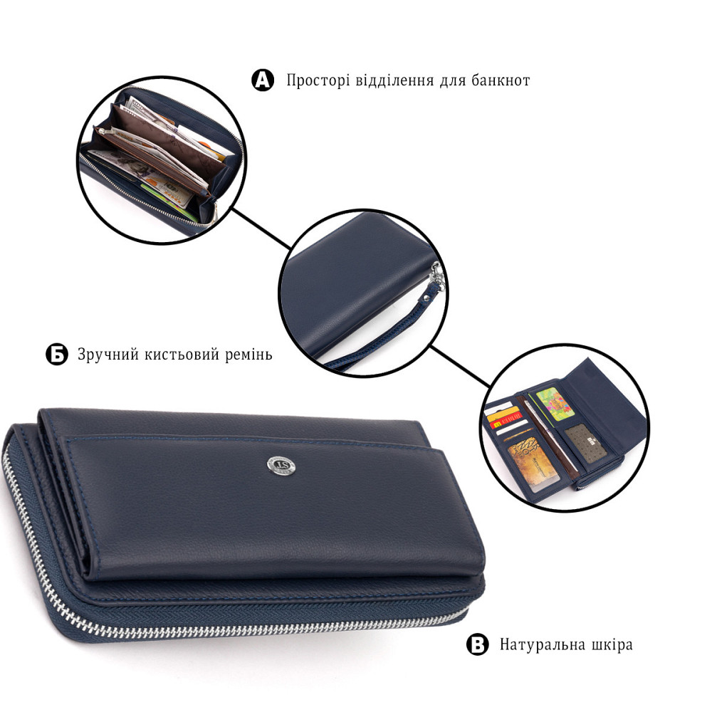 Кошелек универсальный женский Темно-синий (ST Leather) Киев - изображение 8