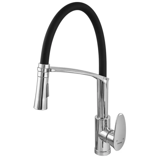 Змішувач для кухні Plamix Cezar-017 Set Chrome Refl.Black з силіконовий виливом (з підведенням) (PM0741)   ( 22982 ) Харків