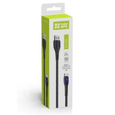 Дата кабель USB 2.0 AM to Micro 5P 1.0m led black ColorWay (CW-CBUM034-BK) Вінниця