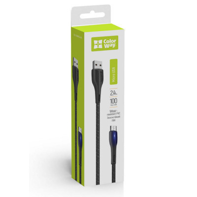 Дата кабель USB 2.0 AM to Micro 5P 1.0m led black ColorWay (CW-CBUM034-BK) Вінниця - фото 5