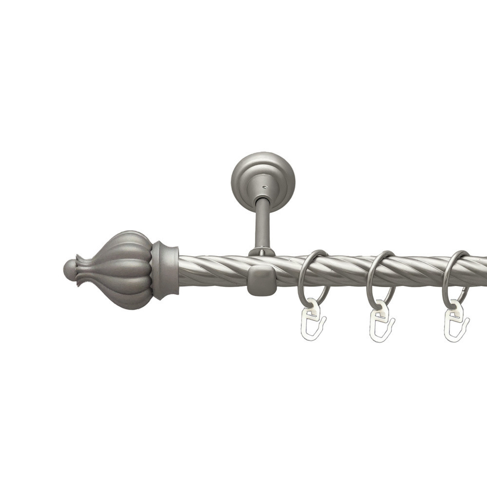 Карниз Orvit Таджа металевий однорядний відкритий скручена труба кільце металеве Сатин 19 мм 240 см Львов - изображение 1