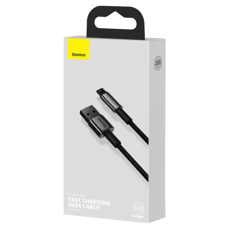 Кабель Baseus Tungsten Gold Fast Charging Data Cable USB to iP 2.4A 2m Black CALWJ-A01 Одеса - фото 2