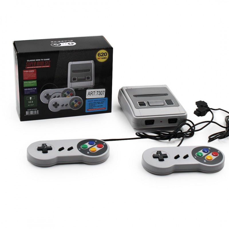 Игровая приставка MINI GAME Super Mini SFC 620 игр, 2 проводных джойстика, ретро консоль для ТВ, классика Одесса - изображение 1