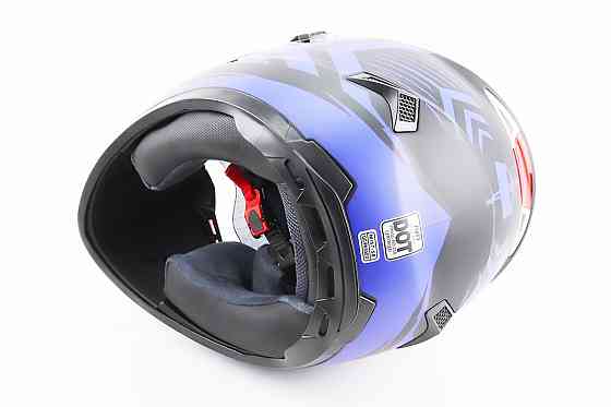 Шолом інтеграл, закритий (сертифікація DOT)+відкидні окуляри BLD-М61 M (57-58см), ЧОРНО-СИНІЙ (флуоресцентний) Киев