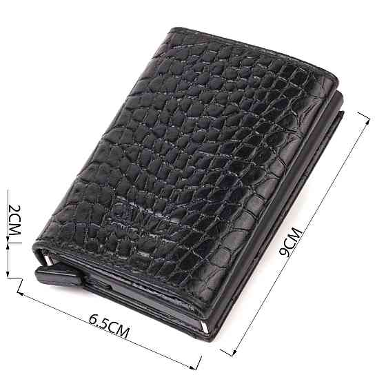 Картхолдер унисекс в три сложения с автоматическим механизмом из натуральной кожи с тиснением под крокодила CANPELLINI 21930 Киев