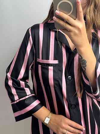 Жіноча нічна сорочка сатинова Чорно-рожева S Харків