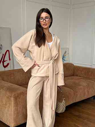 Жіночий костюм із двостороннього турецького флісу Бежевий 48/52 Харків