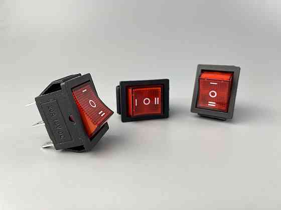 Перемикач клавішний червоний, з led-підсвіткою 12 V, 25 ммх31мм, 6 ніжок Мукачево