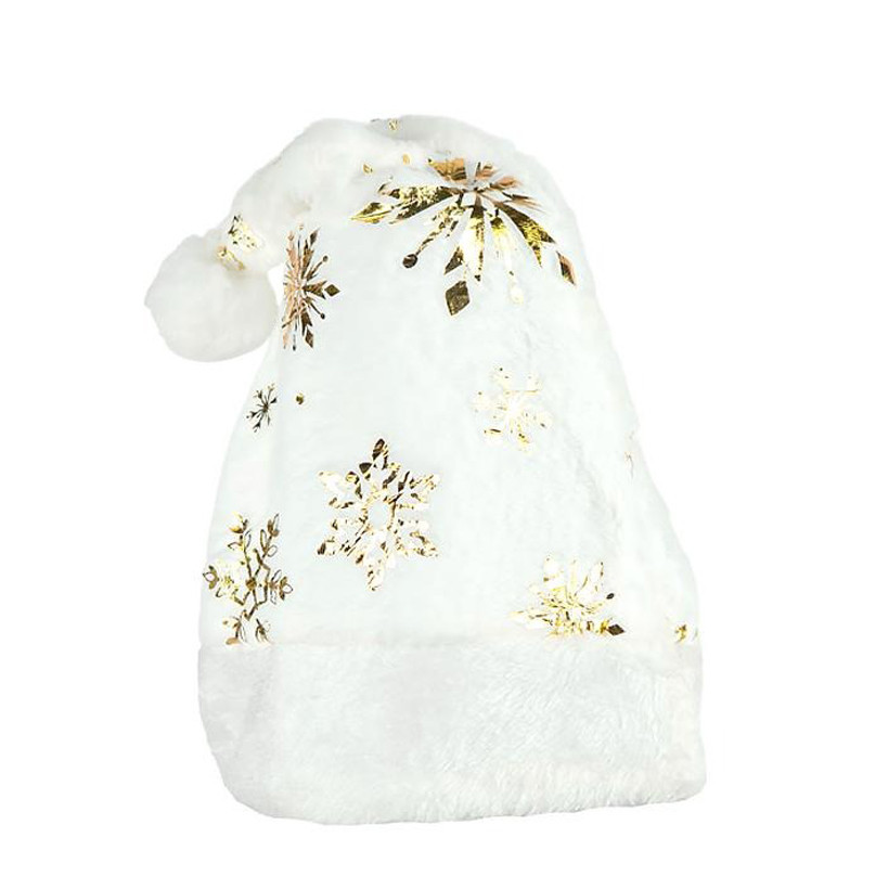 Новорічна шапка Святого Миколая 6241-22(Gold-2) білий, золоті сніжинки Вінниця - фото 1