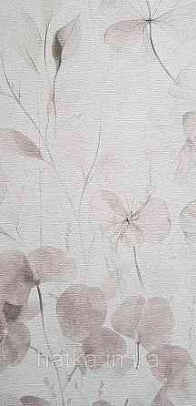 Обои виниловые на флизелине Rasch County Living метровые листья ветки цветы прованс розовые серые на белом Киев
