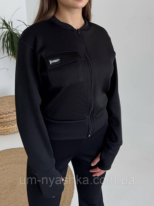 Теплий костюм чорний на велюровій основі р.122-164 Кривий Ріг - фото 6