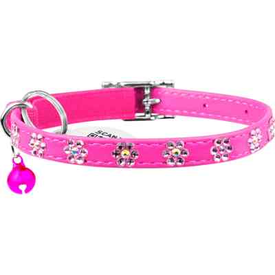 Ошейник для животных WAUDOG GLAMOUR "Цветочек" с резинкой и стразами для кошек (розовый) (32557) Винница