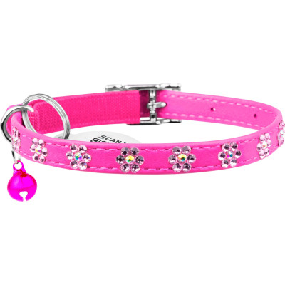 Ошейник для животных WAUDOG GLAMOUR "Цветочек" с резинкой и стразами для кошек (розовый) (32557) Винница - изображение 2