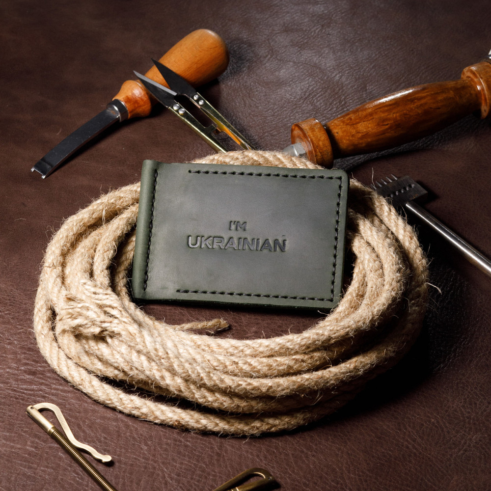 Затиск зі шкіри для купюр чоловічий з відділеннями для карт, місткий гаманець на кнопціMasterSem Київ - фото 4