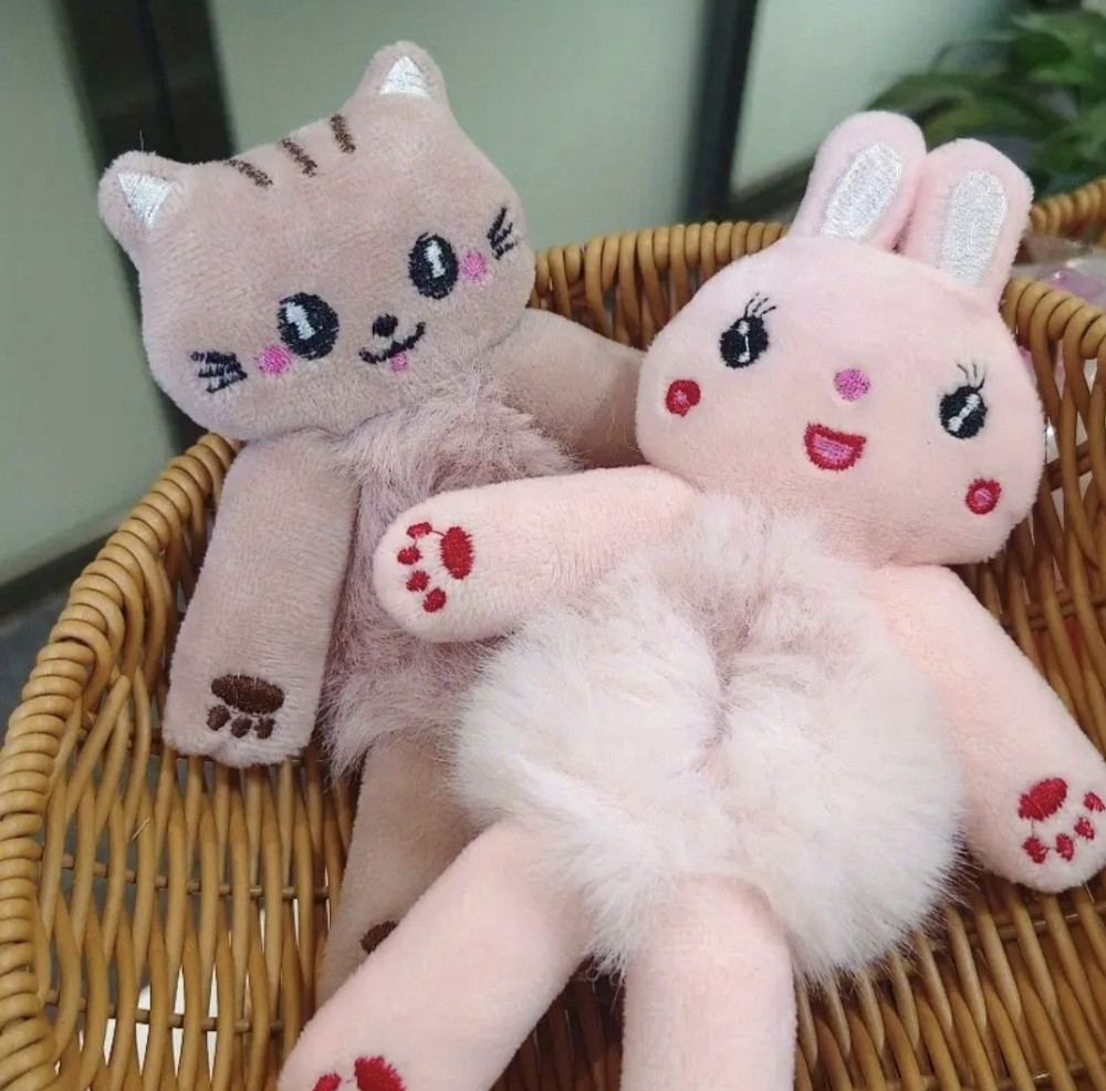 Плюшеві гумки для волосся у вигляді тварин Світло-рожевий Смела - изображение 4