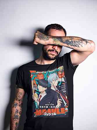 Футболка для хлопчика з аніме принтом Масх Масхле Аніме Манга оверсайз (зріст від 165 до 180) Чорний AnimeJ0146m Дніпро