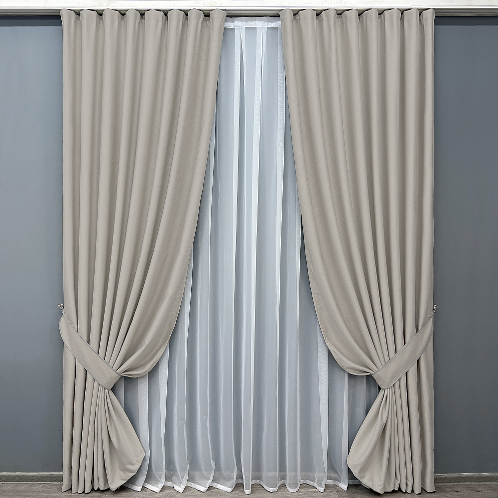 Комплект готовых штор VR-Textil Шенилл однотонный № 1698ш Дымчато-белый 190х270 см 2 шт (39-982) Киев - изображение 10