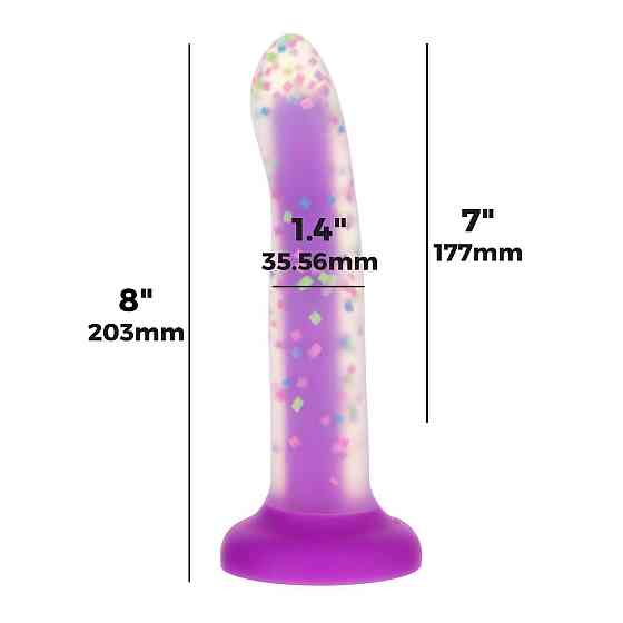 Светящийся в темноте фаллоимитатор ADDICTION Rave 8″ Glow in the Dark Dildo Purple Confetti , 20,3 см Sex Aura Киев